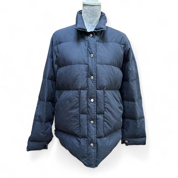 STUDIO TOMBOY Dark Navy Puffer Jacket Women’s Size M Quilted Snap Front Coat - Picture 1 of 6